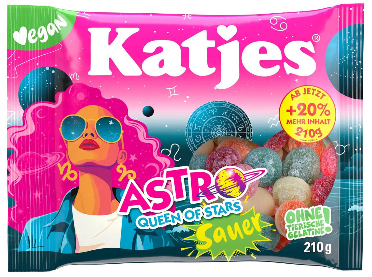 Katjes Astro Queen of Stars Sour Star-Shaped Gummy Candies 210G