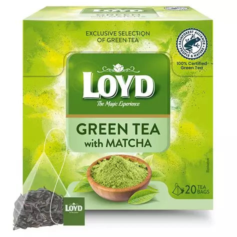 شاي LOYD الأخضر مع الماتشا، 20 كيس هرمي، 34 جرام