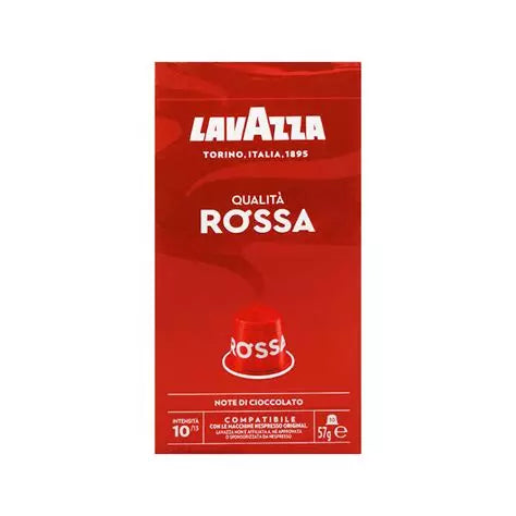 10 Lavazza ROSSA Coffee Capsules with Chocolate Notes, Intensity 10, Compatible with NESPRESSO machines