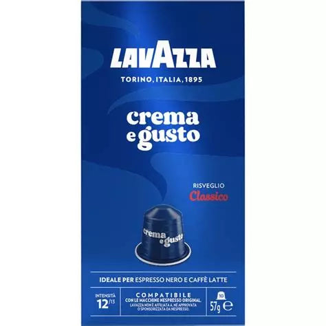 10 capsules Café Crema e Gusto intensité 12 Lavazza Compatible machine NESPRESSO
