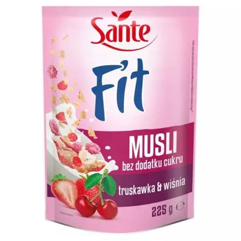 Céréales Muesli Fit aux Fraises et Cerises  Sans Sucre Ajouté Santé 225g