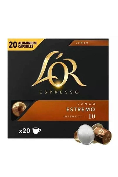 20 Lungo Estremo L'Or Capsules Compatible with Nespresso Machines (Intensity 10)