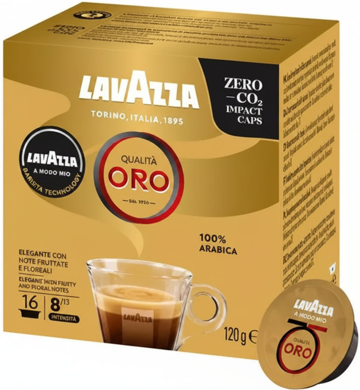 16 capsules of Lavazza a Modo Mio ORO coffee, intensity 8