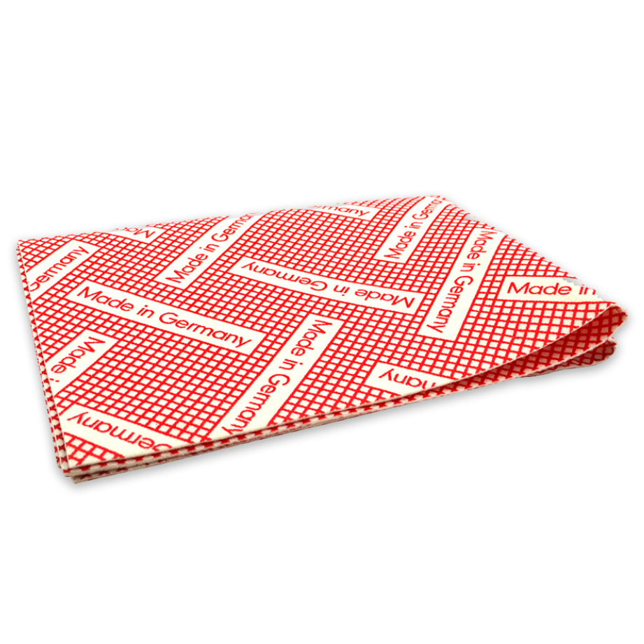 Red printed mop made in Germany, 100% viscose