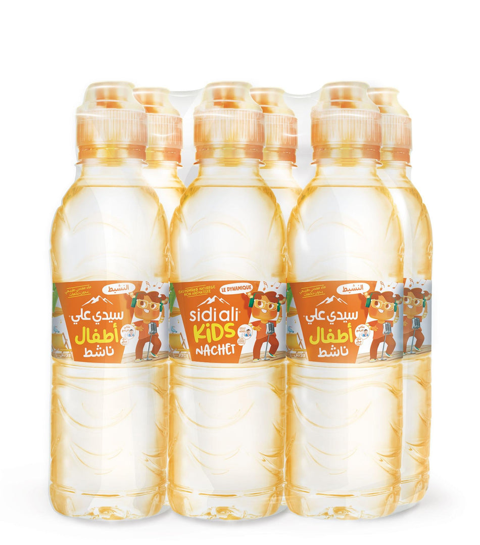 Pack Eau Minérale Bouteille orange pour Enfants Sidi Ali 33cl - 6 unités