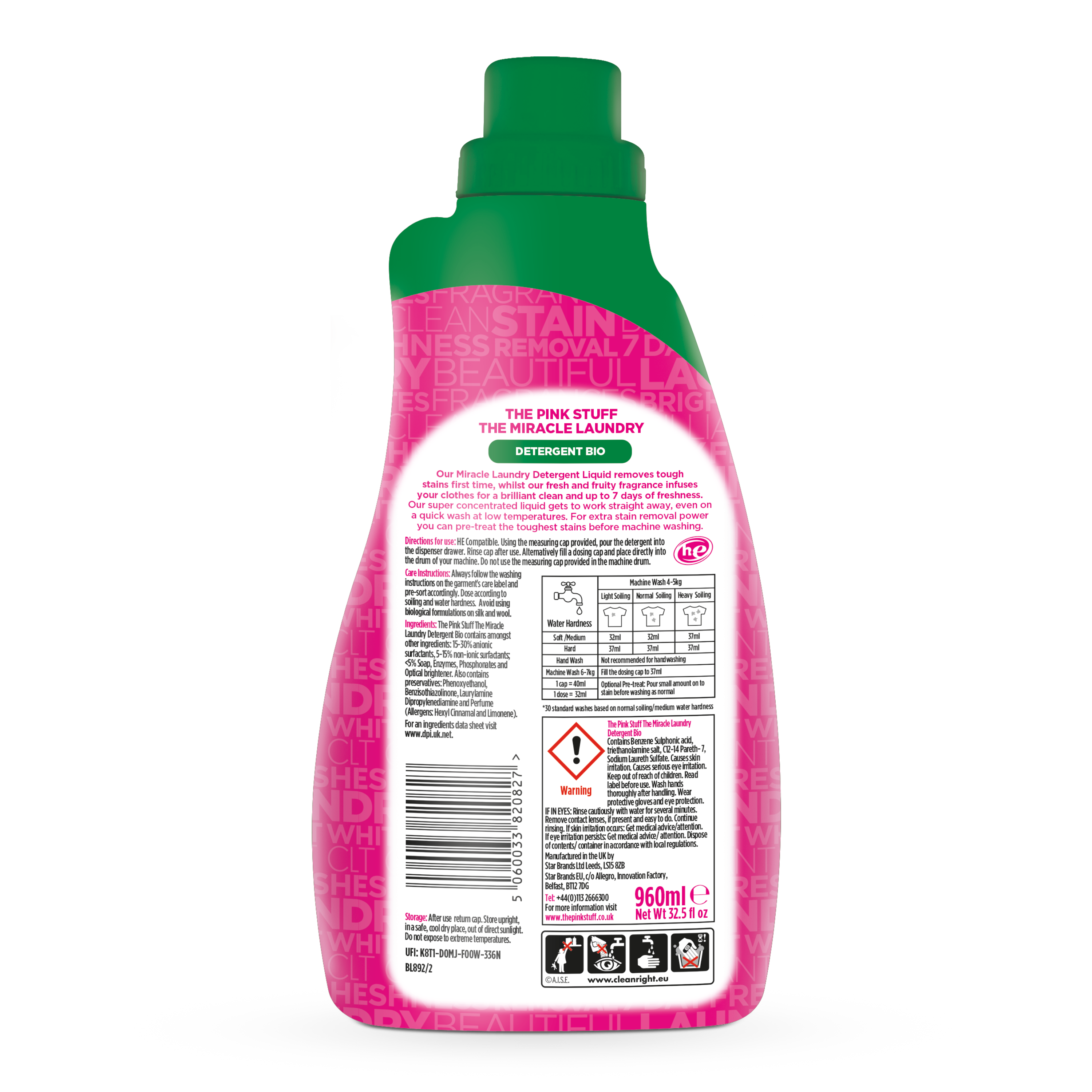 The Miracle Laundry BIO Liquid The Pink Stuff 960 ml