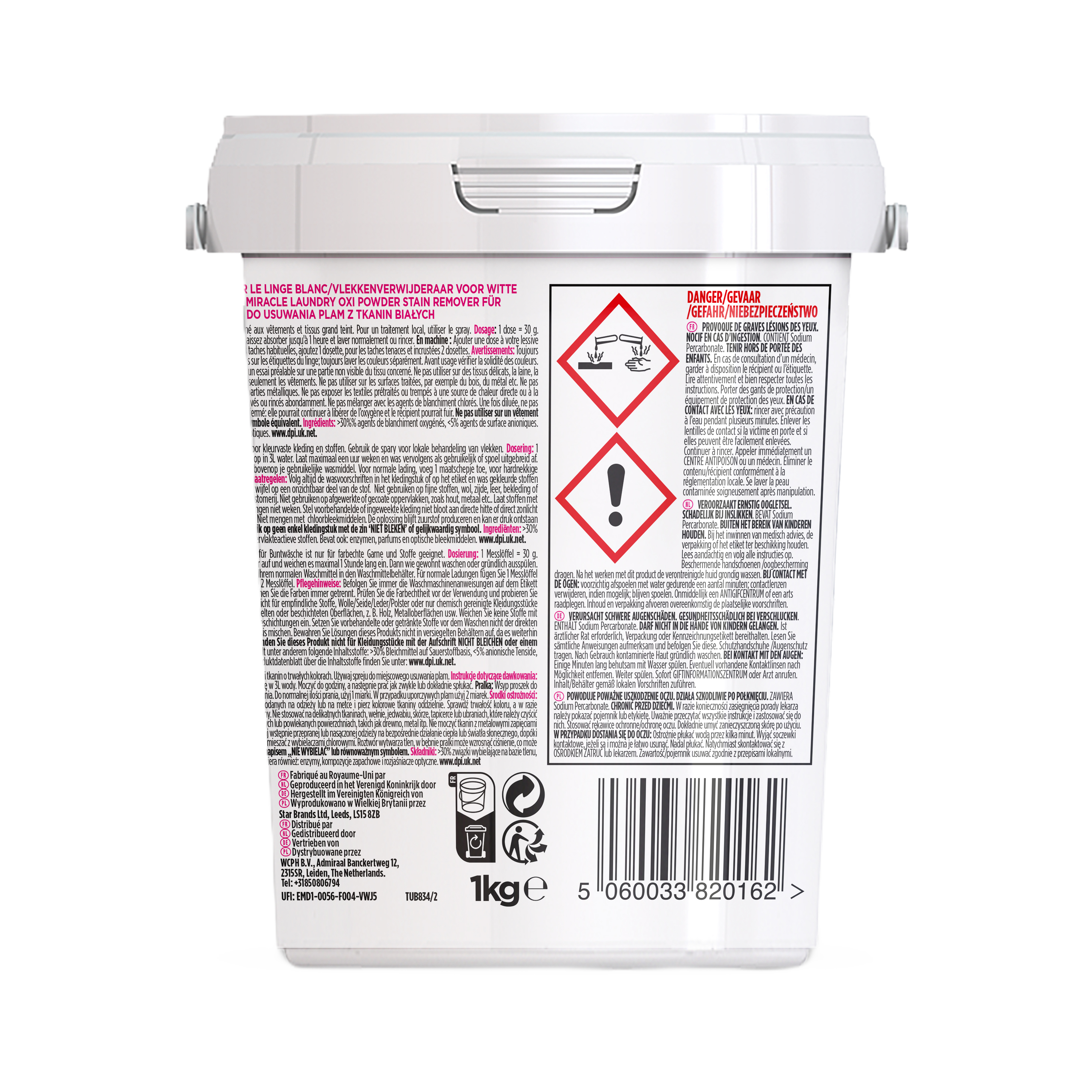 Détachant en Poudre OXI Miracle Pour Linge Blancs The Pink Stuff 1kg