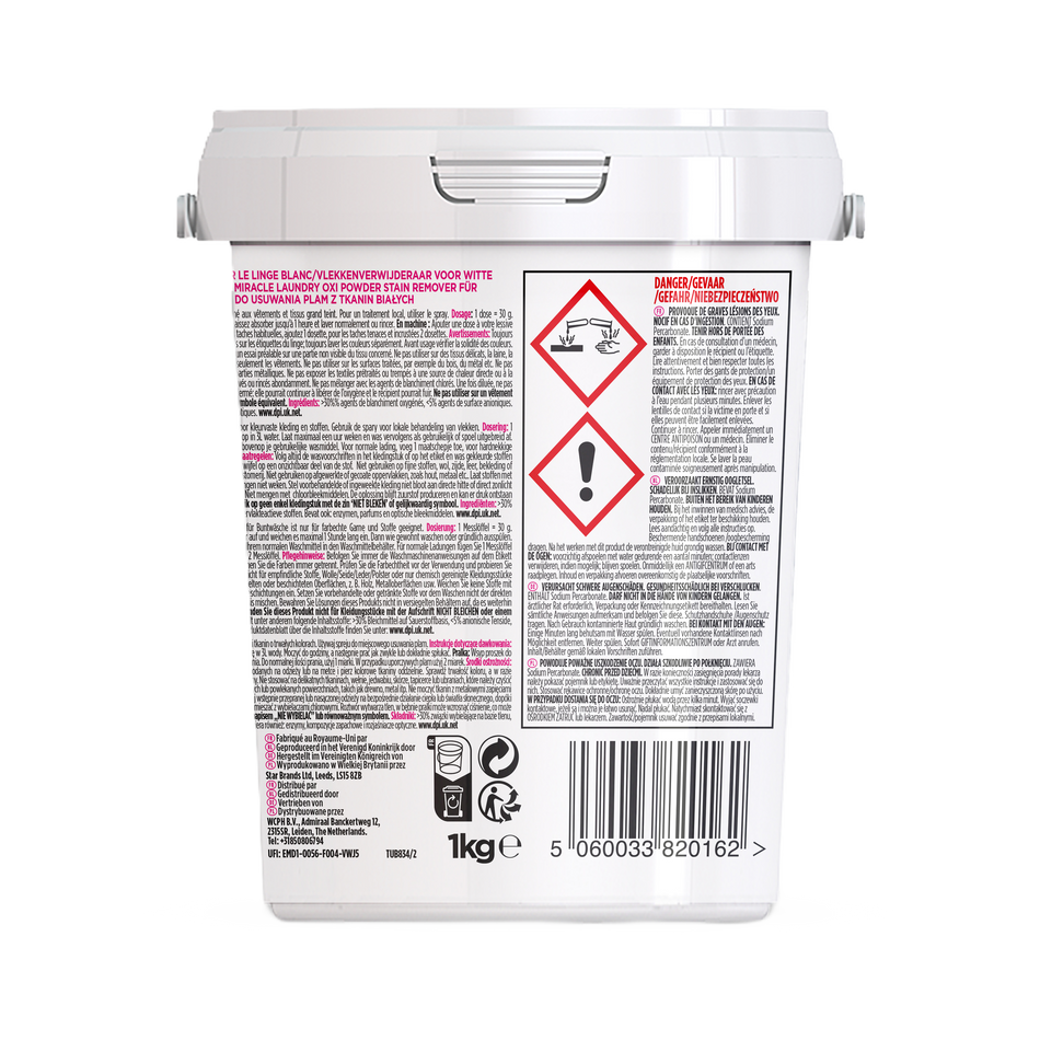 OXI Miracle Stain Remover Powder for White Laundry The Pink Stuff 1kg