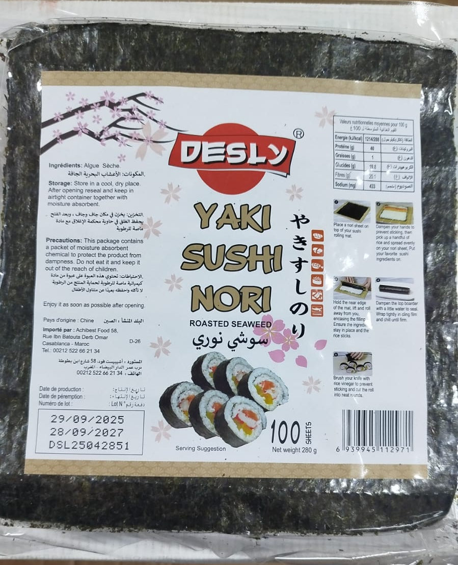 Feuilles Nori pour Sushi 100 unités Desly