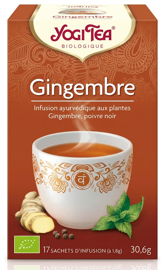 17 Sachets Infusions Ayurvédique au Gingembre et Poivre Noir Gingembre Yogi Tea 30.6 g