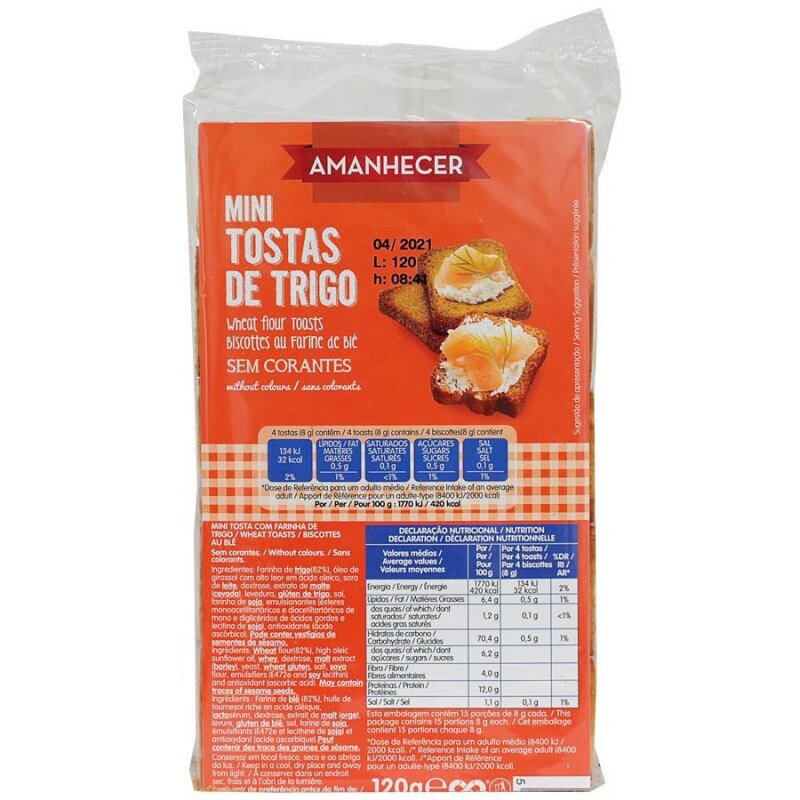 Mini Amanhecer Trigo Toasts 120g