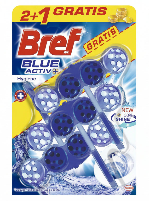 Pastilles – Nettoyage, Fraîcheur et Action Anti-Calcaire | BREF WC Blue Active 3 x 50 g