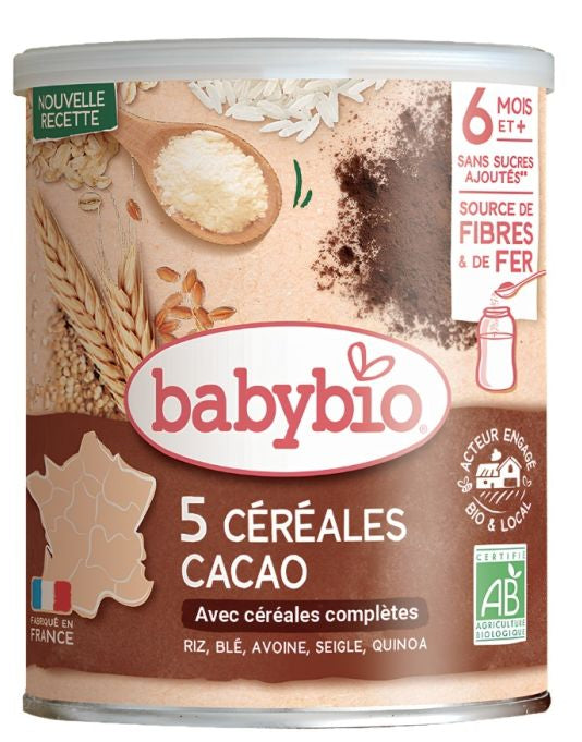 Céréales Infantiles au Cacao 5 Céréales Babybio 220G