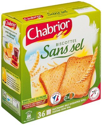 36 Biscottes sans sel paquet de  300g
