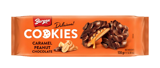 Cookies Gourmands au Caramel, Cacahuètes et Chocolat Bergen 130g