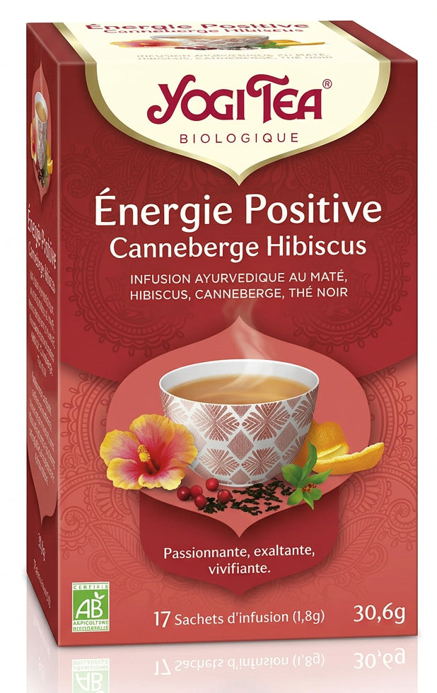 17 sachets Infusion Énergie Positive aux Cranberries et à l’Hibiscus Bio YOGI TEA