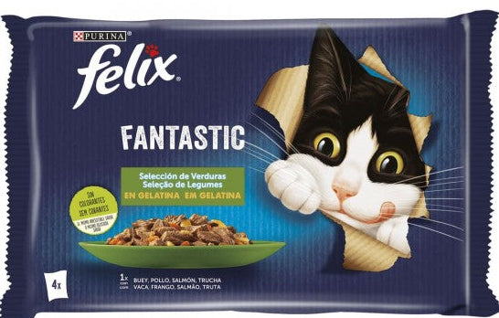 Purina Felix Delicious Shredded Chunks with Fish Cat Food 4x85g