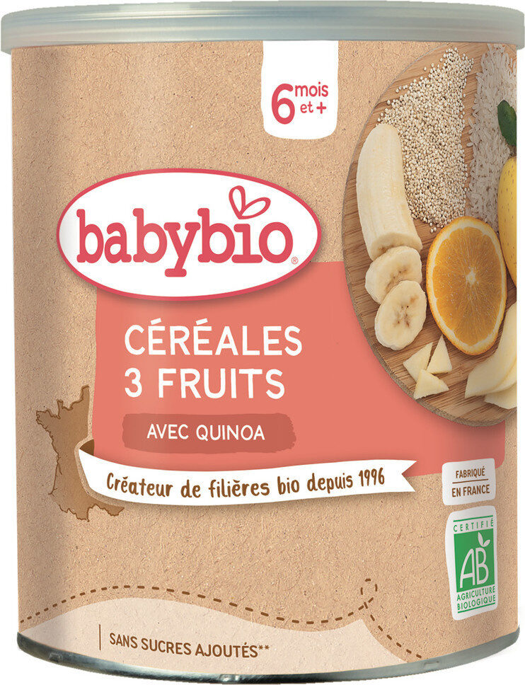 Céréales Infantiles aux 3 Fruits Babybio 220G