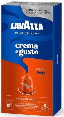 Box of 10 Capsules compatible with Nespresso Machine intensity 13 Crema e Gusto Lavazza 55G