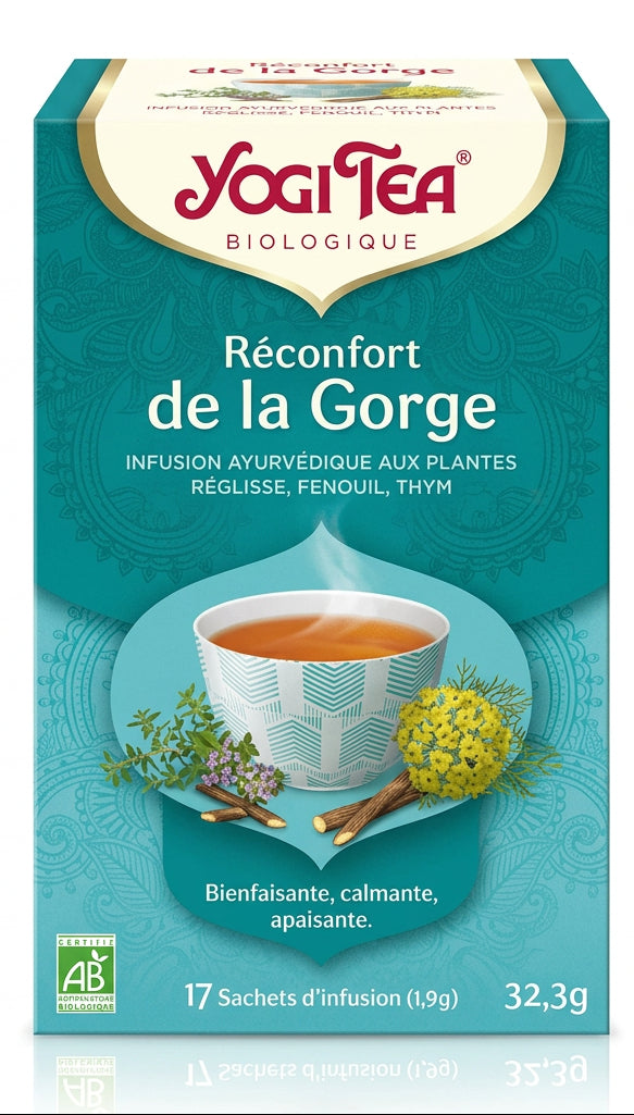 17 Sachets Infusions Ayurvédique au Réglisse, Fenouil et Thym Réconfort de la Gorge Yogi Tea 30.6 g