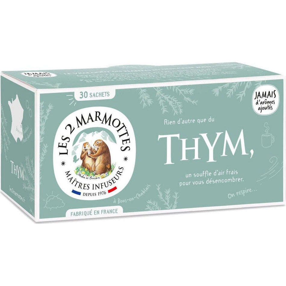 30 sachets of Thyme Infusion Les 2 Marmottes 35g