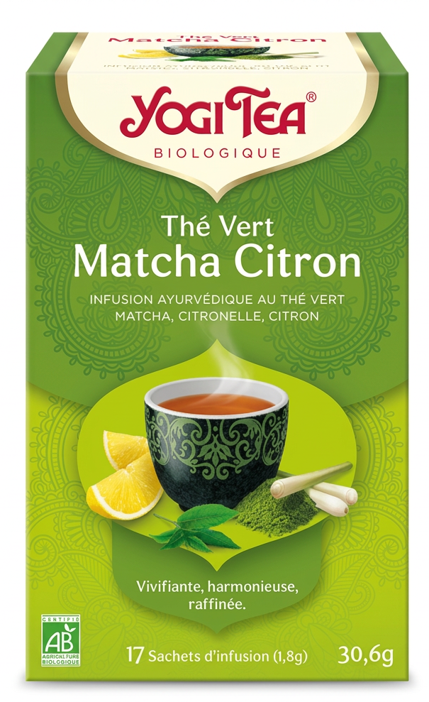 17 sachets nfusion Thé Vert Matcha Citron Bio YOGI TEA