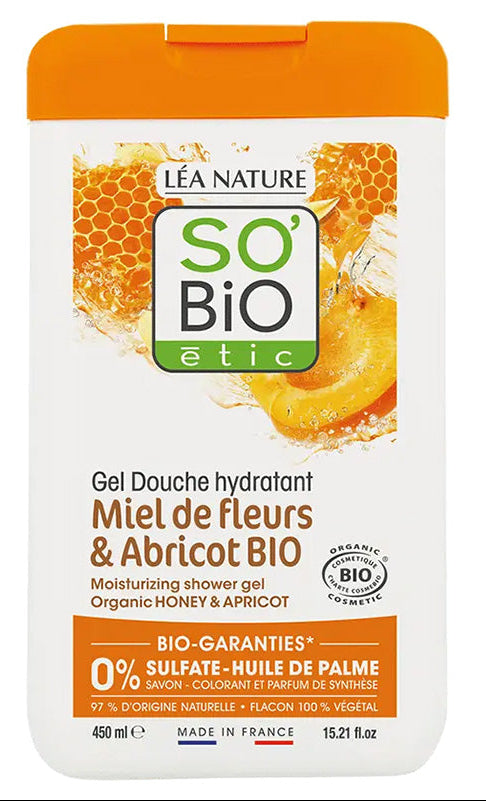 Gel Douche au Miel de Fleurs et à l’Abricot SO’BIO ÉTIC 450Ml