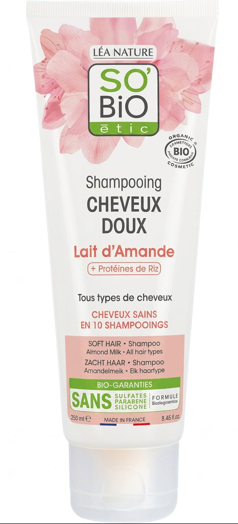 Shampoing Doux au Lait d’Amande et Protéine de Riz SO’BiO étic 250Ml