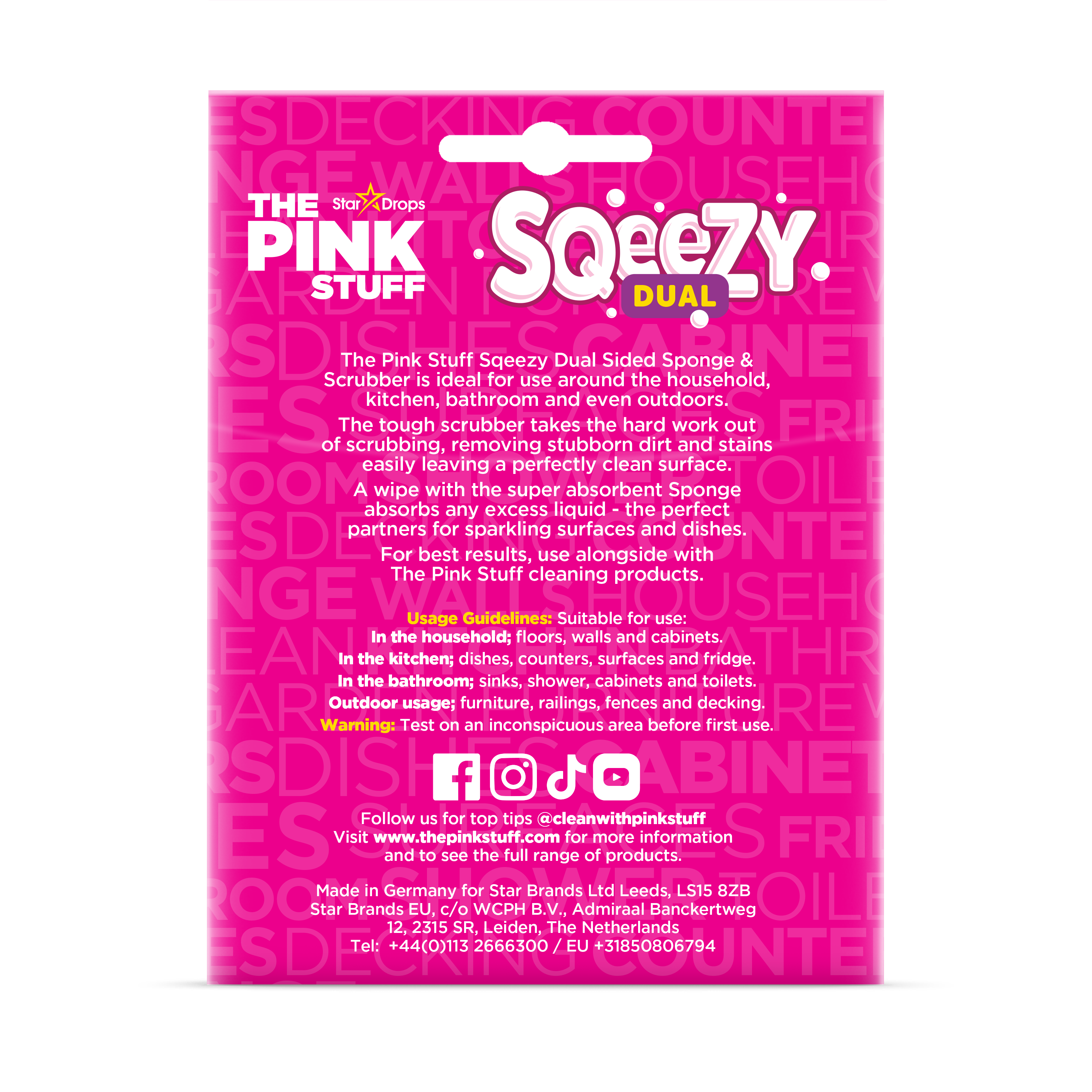 Éponge et grattoir double face Sqeezy The Pink Stuff