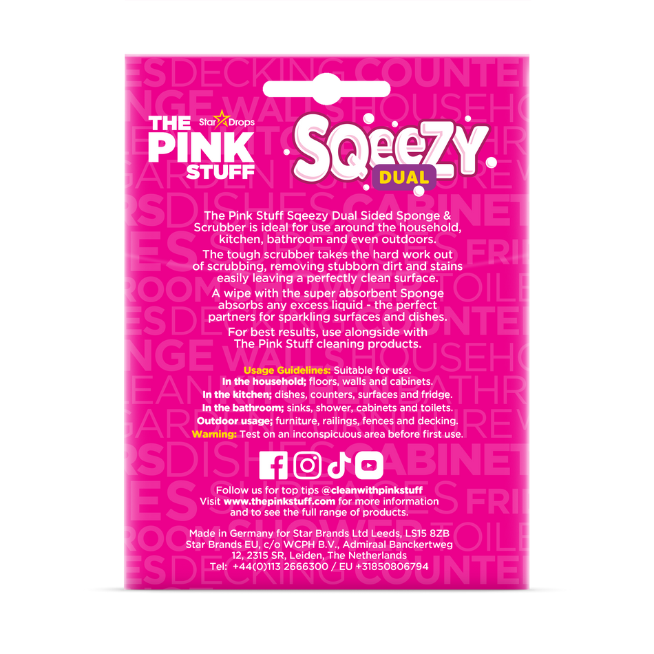 Squeezy The Pink Stuff Double-Sided Sponge and Scraper