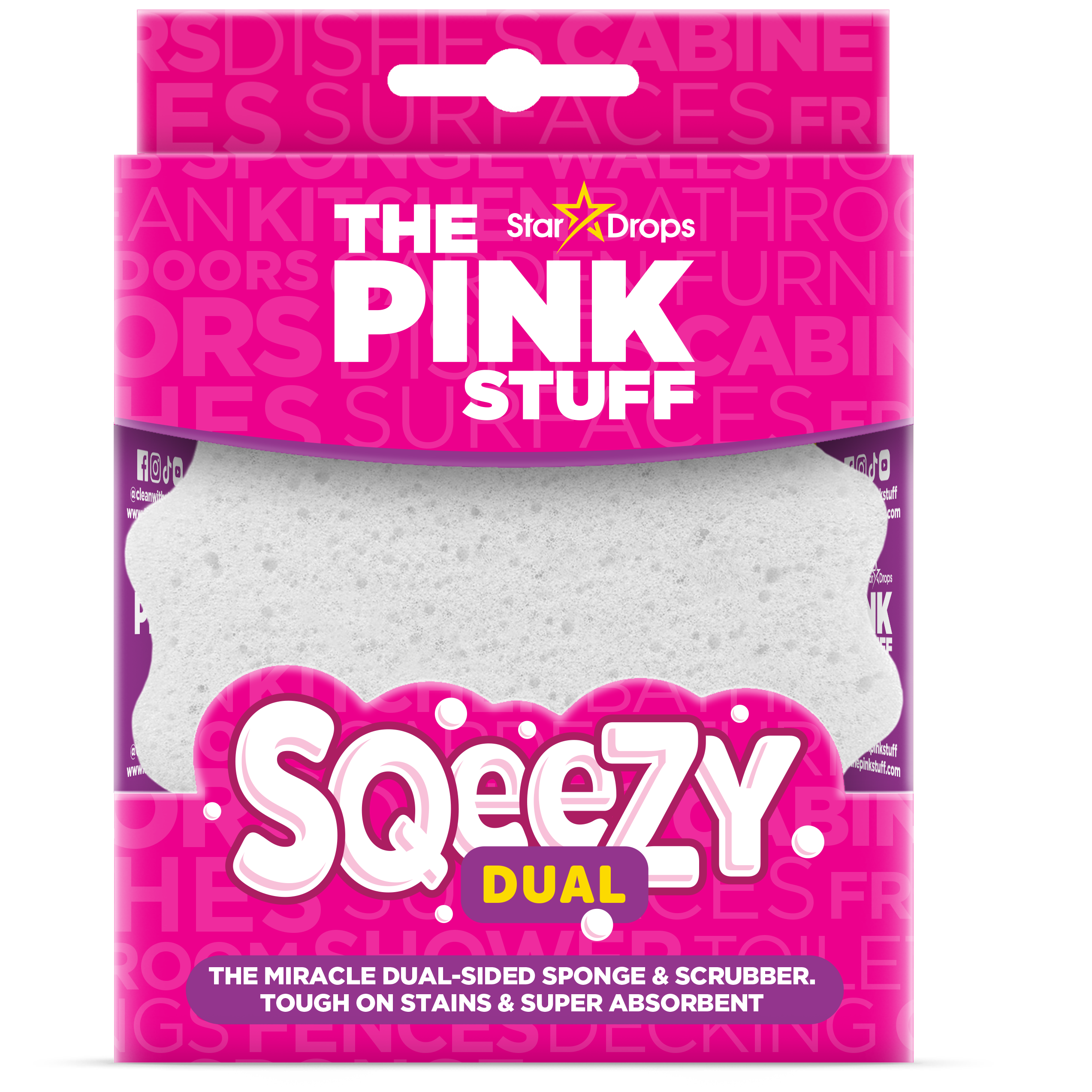 Éponge et grattoir double face Sqeezy The Pink Stuff