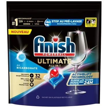 32 Dishwasher Tablets Powerball Ultimate All-in-1 Bicarbonate Finish