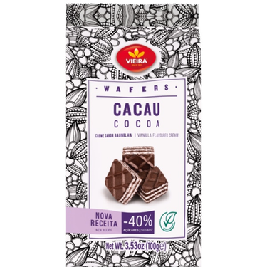 Bouchées de Gaufrettes au Cacao avec Crème Saveur Vanille Vieira 100 g