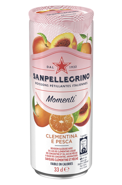 مومنتي مشروب غازي بنكهة الكلمنتينا والخوخ سان بيليجرينو 33cl