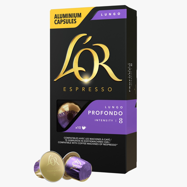 10 Lungo Profondo L'Or Espresso Capsules Compatible with Nespresso Machines (Intensity 8)
