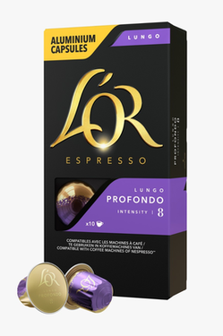 10 كبسولات إسبريسو لونغو بروفوندو لور متوافقة مع ماكينات نسبريسو (كثافة 8)