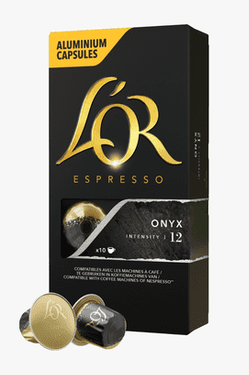 10 كبسولات إسبريسو أونيكس لور سوداء متوافقة مع ماكينات نسبريسو (كثافة 12)