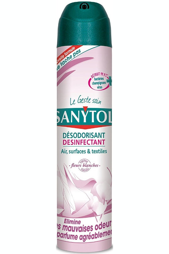 Deodorant Disinfectant Air Surfaces &amp; Textiles White Flowers Sanytol 300ml