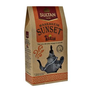 Infusion Thé Vert au The Noir à l'Orange Et Cannelle Marrakech Sunset Sultan 15 Sachets