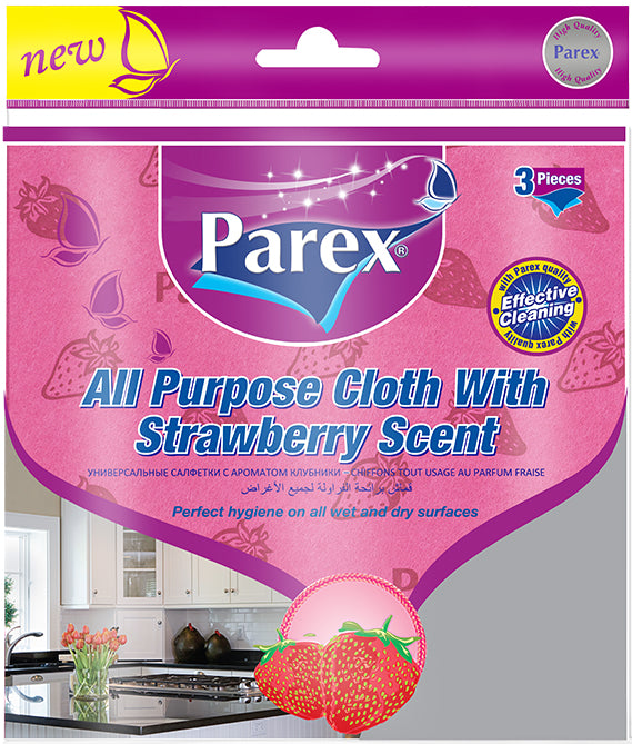 3 Parex Strawberry Scented Multi Purpose Cloths
