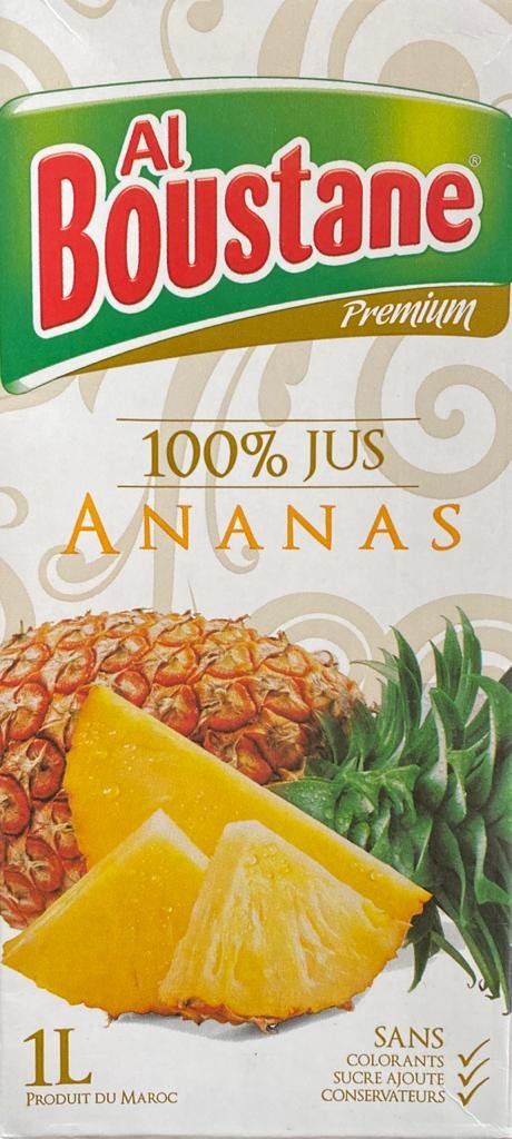 100% Pure Pineapple Juice Without Coloring Al Boustane Premium 1L