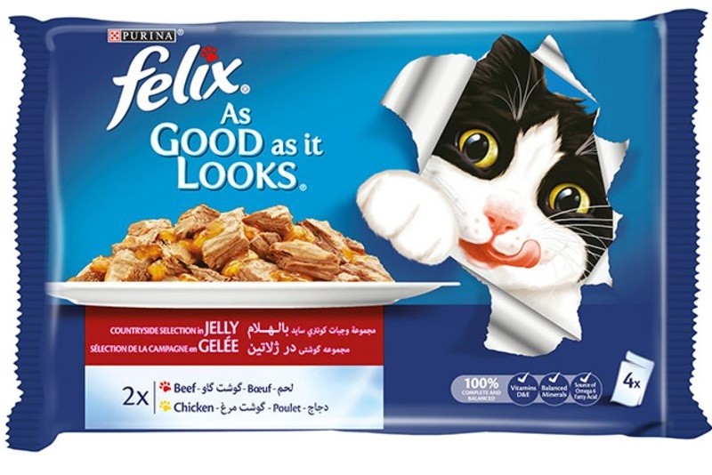 Felix Paté Tendres Boeuf Poulet 4x effilés Purina 100g