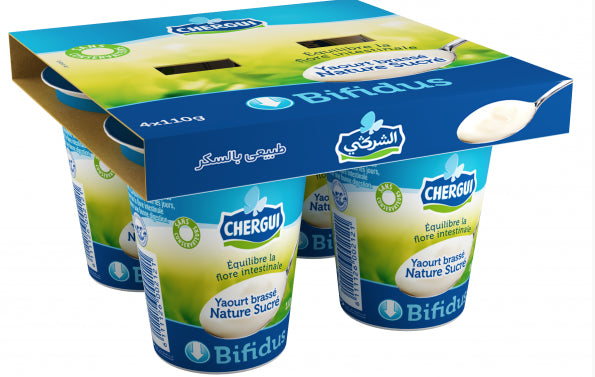 NATURAL SWEETENED BIFIDUS YOGURT Chergui 4 pots of 110g