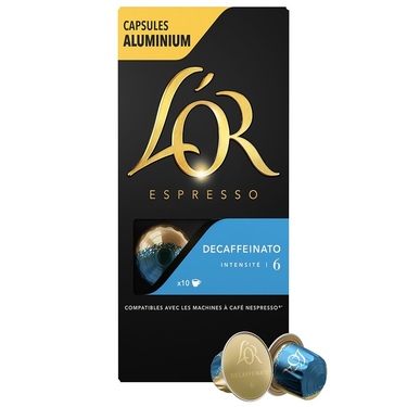 10 Capsules Espresso Décaféinato L'OR Compatibles Machines Nespresso (Intensité 6)