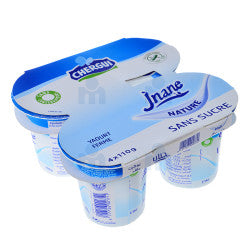 Yaourt Jnane Nature Sans Sucre Chergi 4 Pots x110g