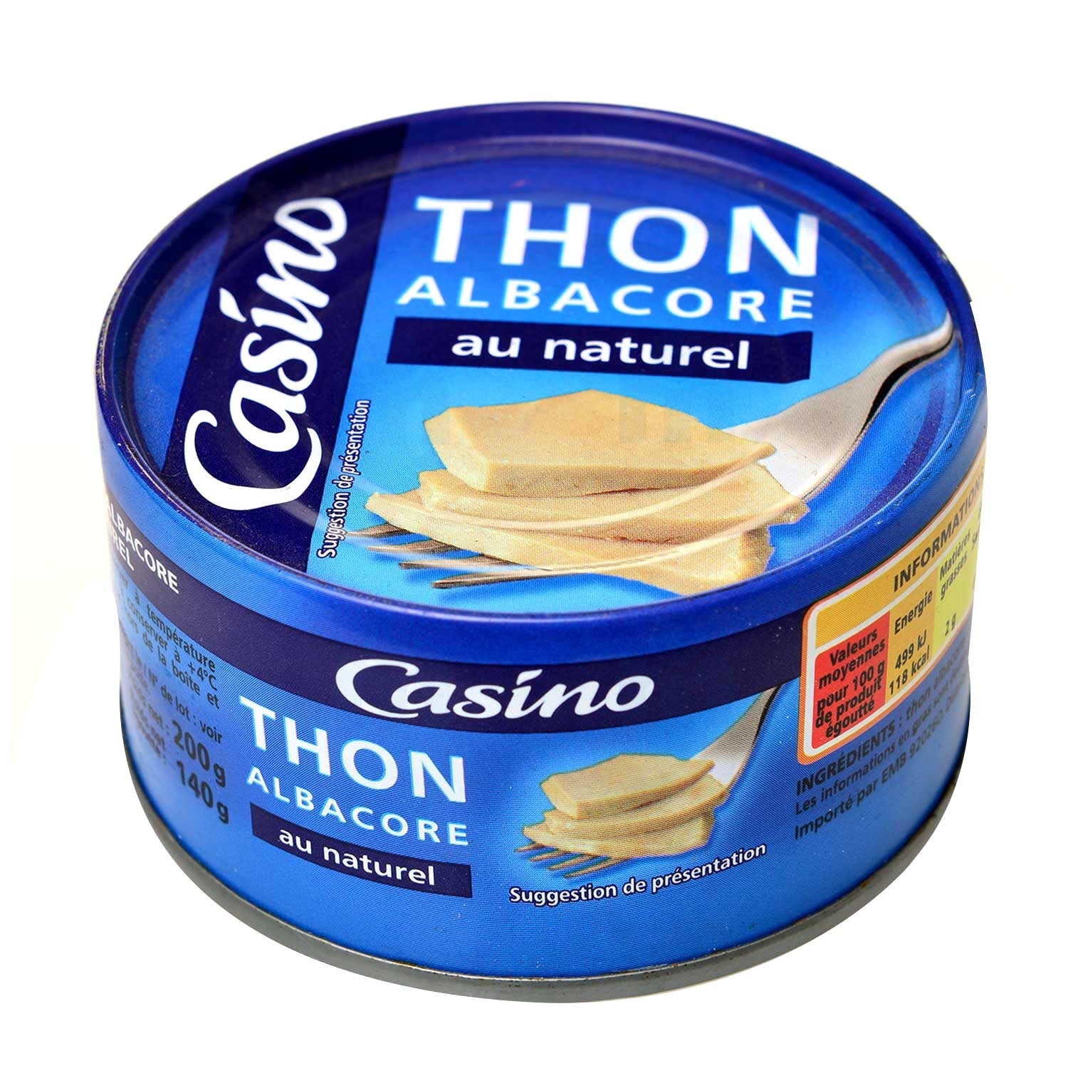 Thon albacore au naturel Casino 200g