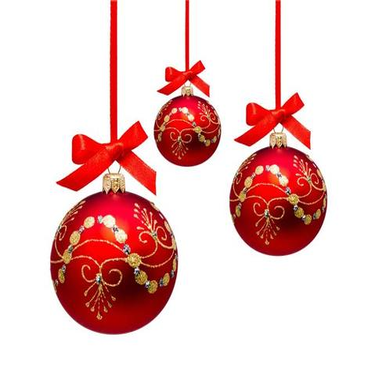 3 Boules Dorées et Rouges  Sapin de Noël