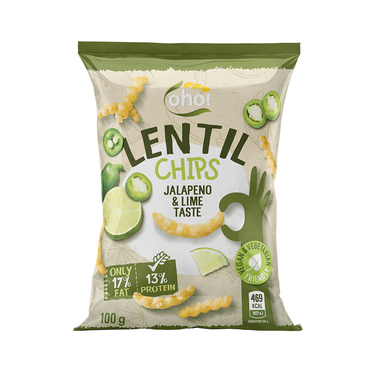 Chips de Lentilles Rouges Saveur Jalapeño et Citron Vert  Oho 100g