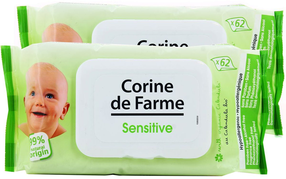 62 Lingettes Peaux Sensibles Corine de Farme (1 Achetée 1 Offerte)