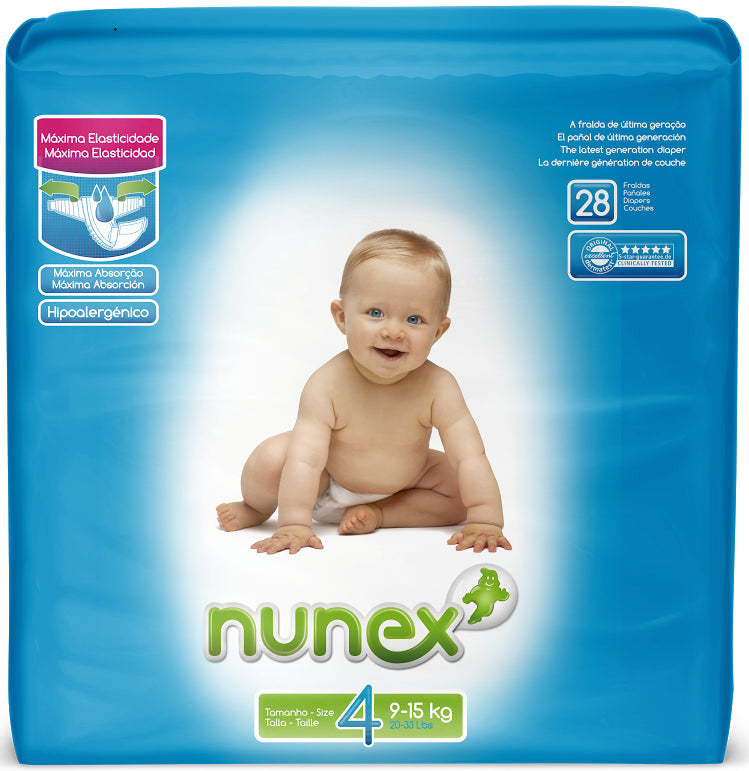 28 Maxi Nunex T4 Nappies (9 - 15kg)